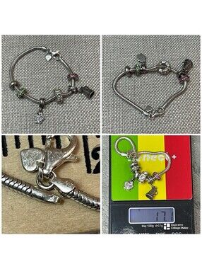 925 Michael Anthony Charm Bracelet Sterling Silver Italy 7” with Charms !!
